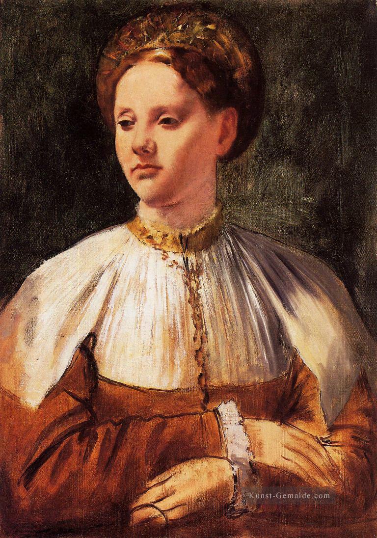 Porträt eine jungen Frau nach Bacchiacca 1859 Edgar Degas Ölgemälde